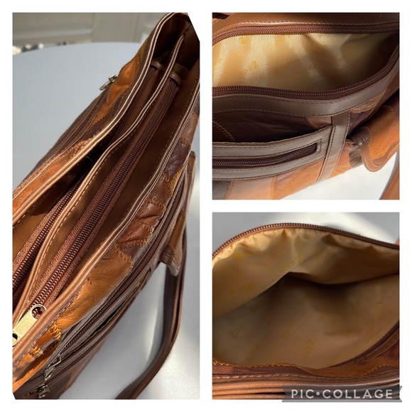 Zeca Leather Patchwork Crossbody Shoulder Bag - Picture 6 of 11